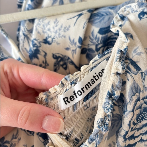Reformation Nikita Dress in Pompadour Blue White Floral Midi Spring Size 2 - Picture 7 of 15
